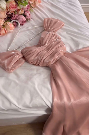 A Line Off The Shoulder Burgundy Satin Evening Gown Prom Dresses SD1426 HZ0628